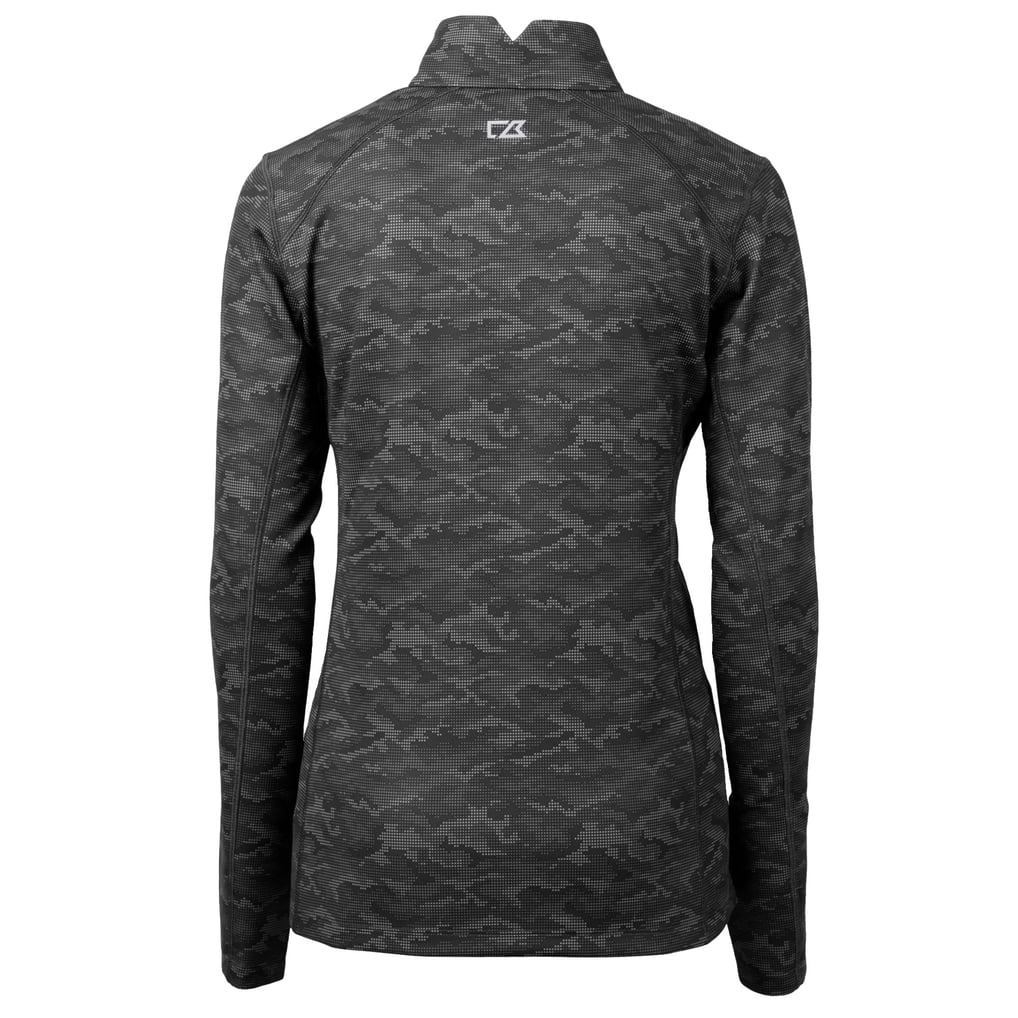  LAFC Cutter & Buck Women's Traverse Stretch Eco Camo Print Quarter-Zip Pullover Top - Black